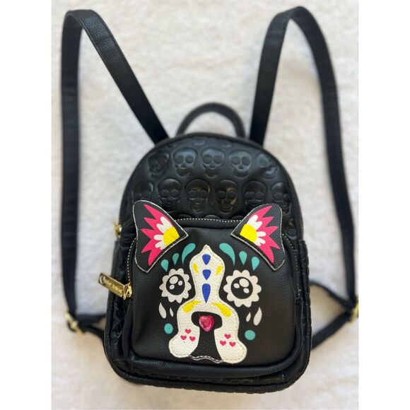 Betsey Johnson Kitsch Sugar Skull Day of The Dead Dia De Los Muertos Frenchie Mi - Picture 1 of 10